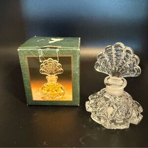 CRYSTAL CLEAR Vtg NWT Clear Crystal Art Deco Style Perfume Bottle with Stopper